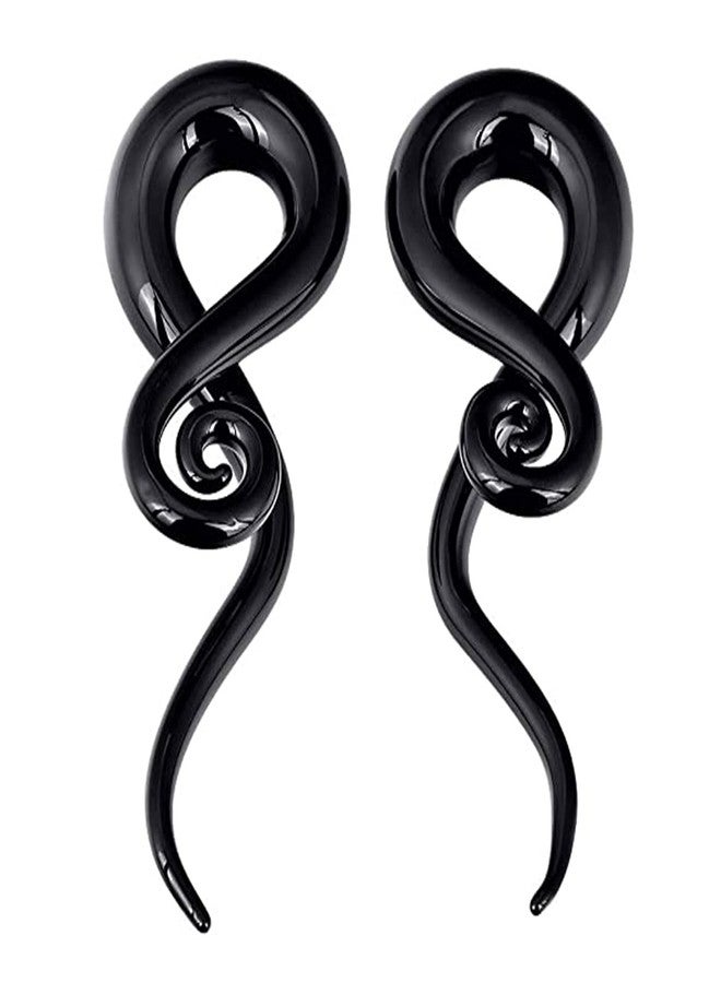 Qmcandy 2pcs Glass Spiral Tapers Plugs Twist Stretchers Earrings Stretching Piercings Jewelry Gauges 2g, black - Image 1